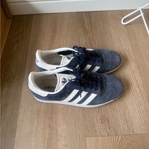 adidas Navy Suede Sneakers with White Stripes